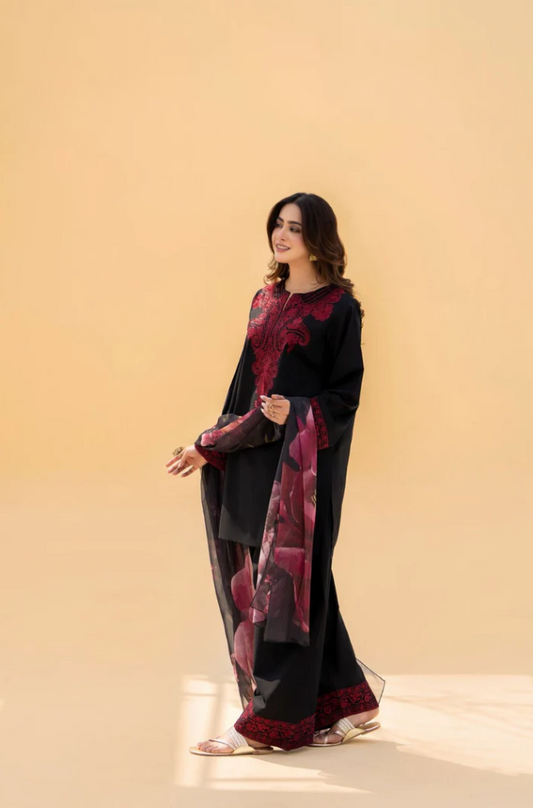 Baroque - 3PC Unstitched Dhanak Embroidered Suit - US127