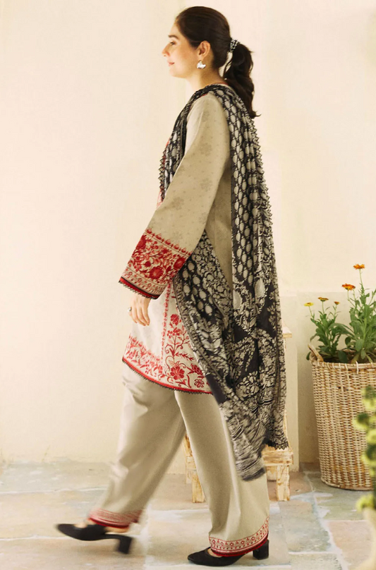 Coco By Zara Shahjahan - 3PC Dhanak Embroidered Suit (Unstitched) - US191