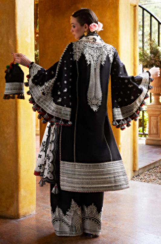 Qalamkar - 3PC Dhanak Embroidered Suit (Unstitched) - UF216