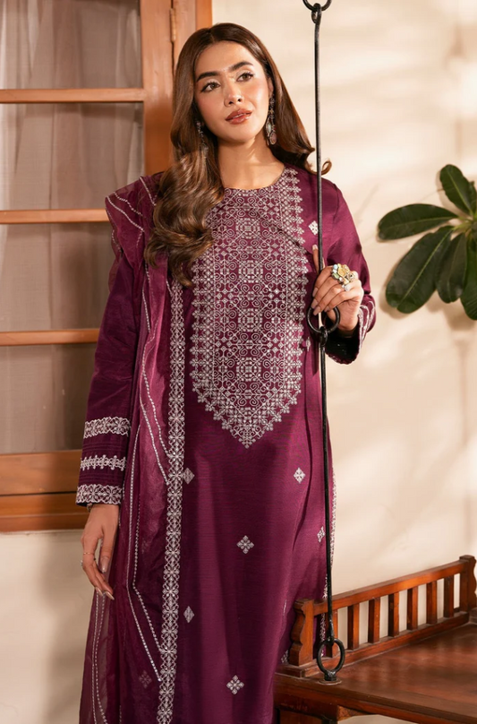 Sheenora - 3PC Unstitched Dhanak Embroidered Suit - US136