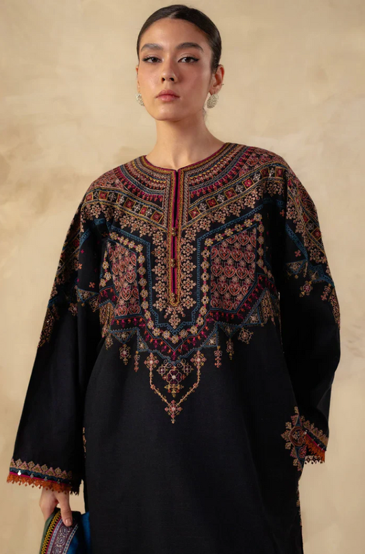 Zara Shahjahan - 3PC Unstitched Dhanak Embroidered Suit - US229