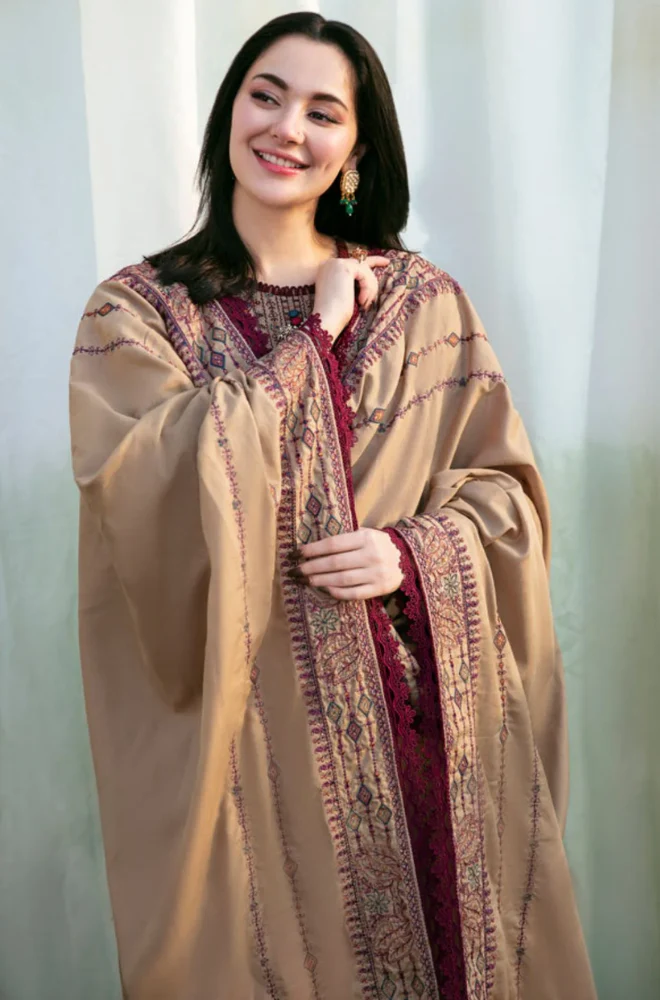 Florent - 3PC Unstitched Dhanak Embroidered Suit - UH232