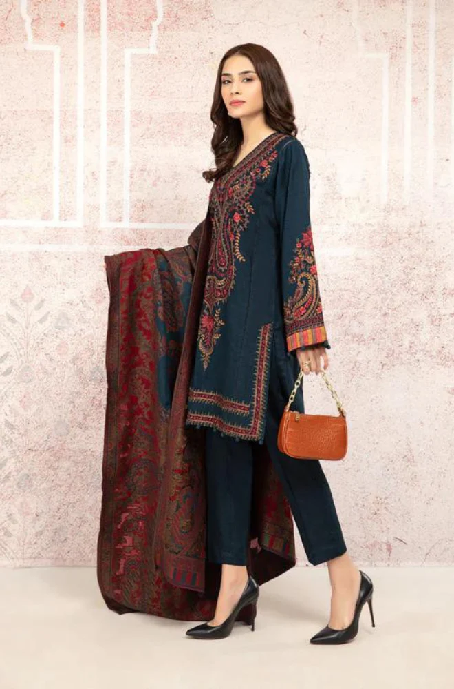 Sapphire - 3PC Unstitched Dhanak Embroidered Suit - UH251