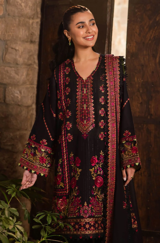 Zaha - 3PC Unstitched Dhanak Embroidered Suit - US168
