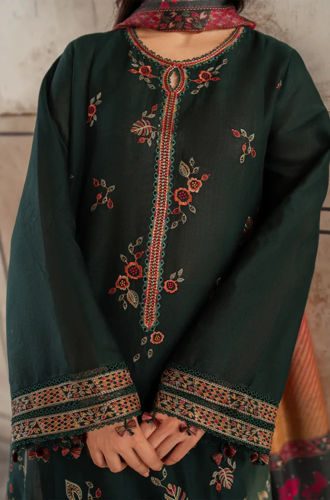 Jazmin - 3PC Unstitched Dhanak Embroidered Suit - UH242