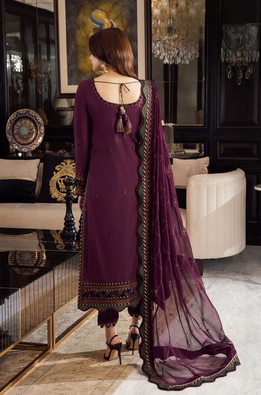 Asim jofa - 3PC Unstitched Lawn Embroidered Suit - UA296