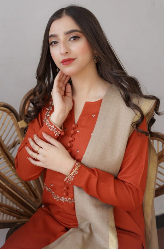 Asling - 3PC Unstitched Dhanak Embroidered Suit - UH160