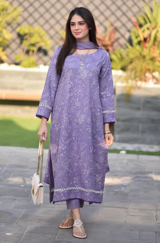 Bareeze- 3PC Dhanak Embroidered Suit (Unstitched) - UPHB066