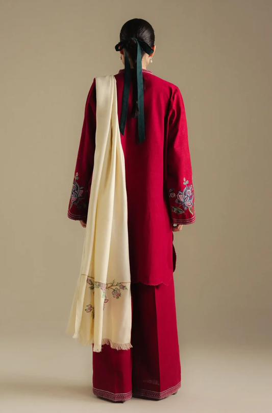 Zara Shahjahan - 3PC Unstitched Dhanak Embroidered Suit - UH279