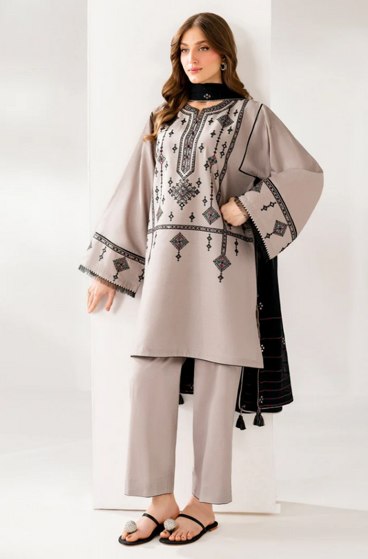 Jazmin - 3PC Unstitched Dhanak Embroidered Suit - US102