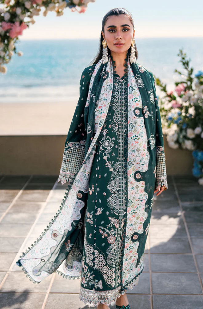 Qalamkar - 3PC Unstitched Dhanak Embroidered Suit - US119