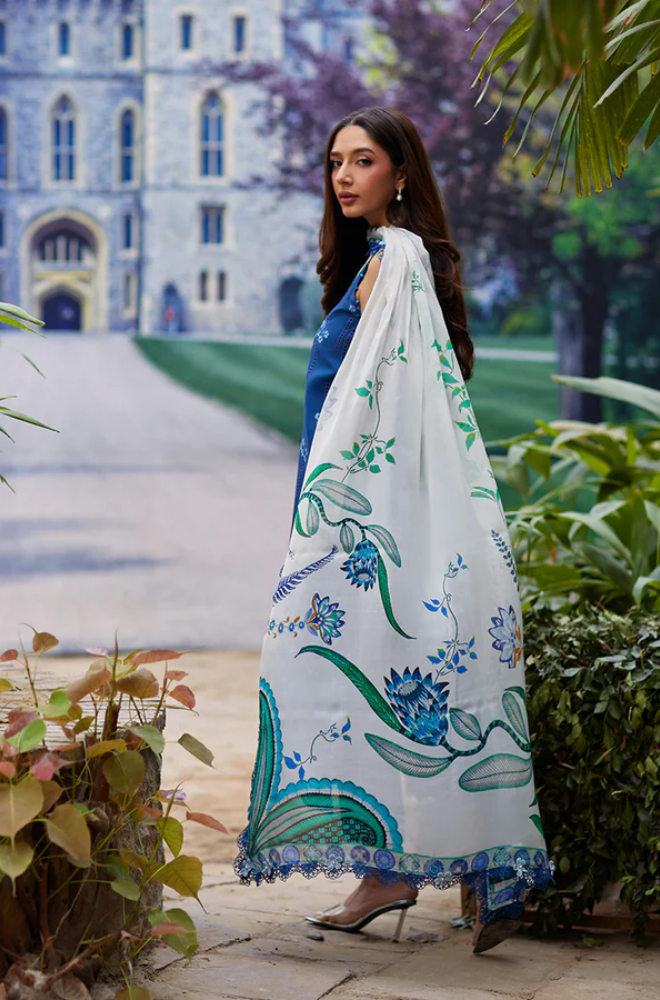 Mina-Hasan - 3PC Lawn Embroidered Suit (Unstitched) - UPM0137