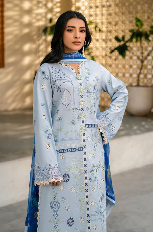 Roheenaz - 3PC Unstitched Dhanak Embroidered Suit - US100