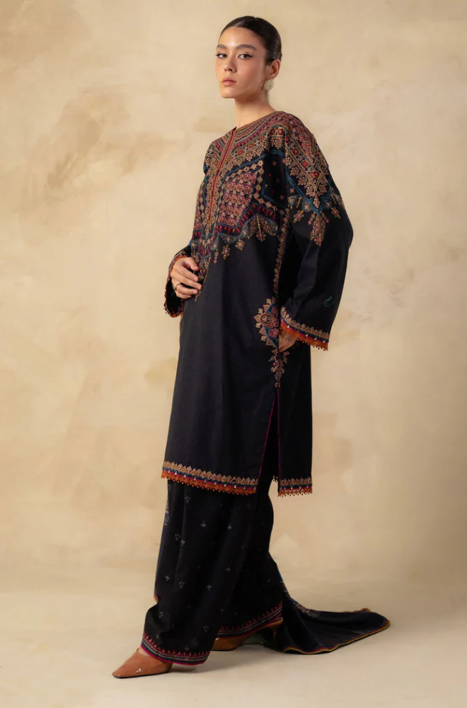 Zara Shahjahan - 3PC Unstitched Dhanak Embroidered Suit - US229