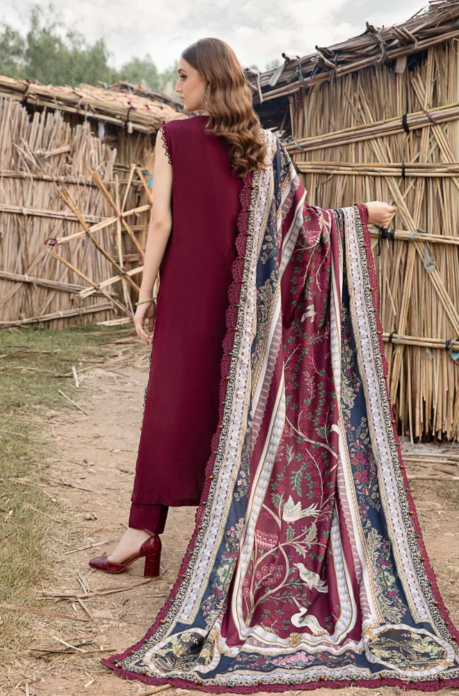 Maria.B - 3PC Dhanak Embroidered Suit (Unstitched) - US178