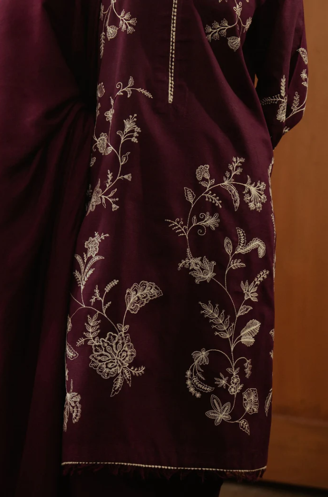 Zara Shahjahan - 3PC Unstitched Dhanak Embroidered Suit - US123