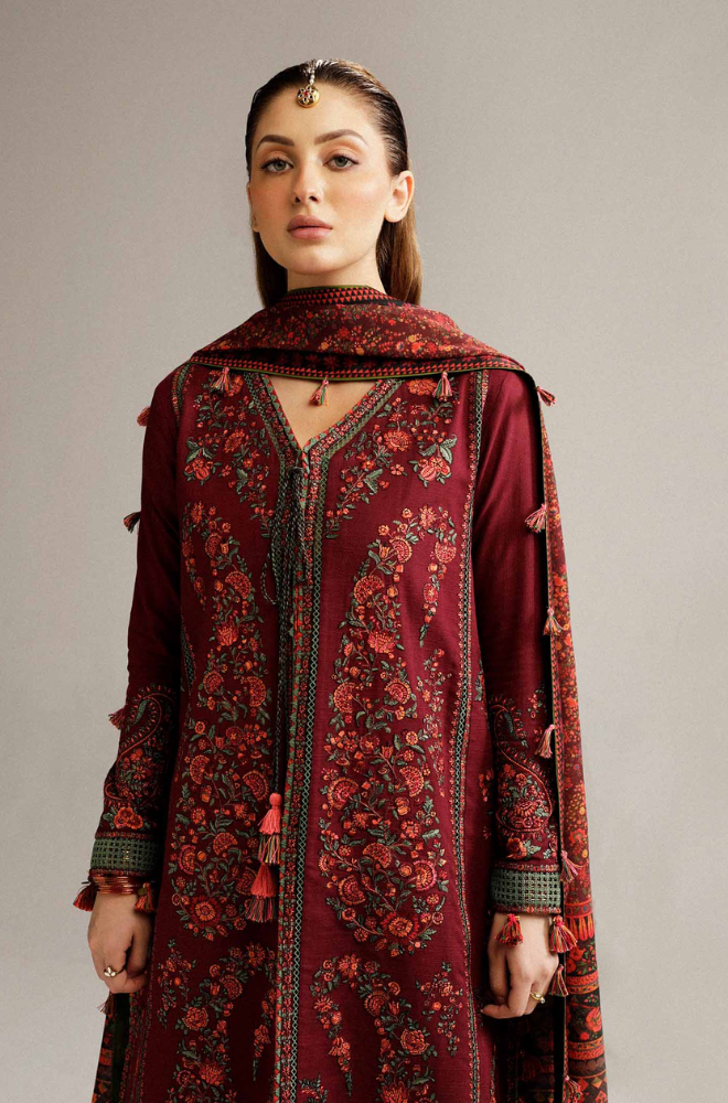 Hussain Rehar - 3PC Unstitched Dhanak Embroidered Suit - US170