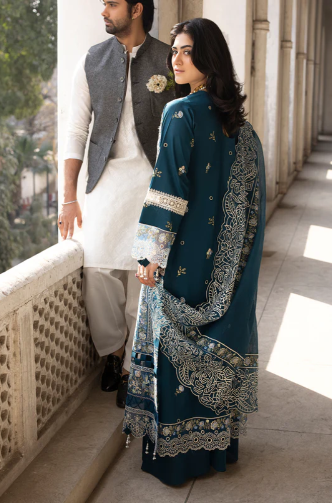 Mahnur - 3PC Unstitched Dhanak Chikenkari Embroidered Suit - US231