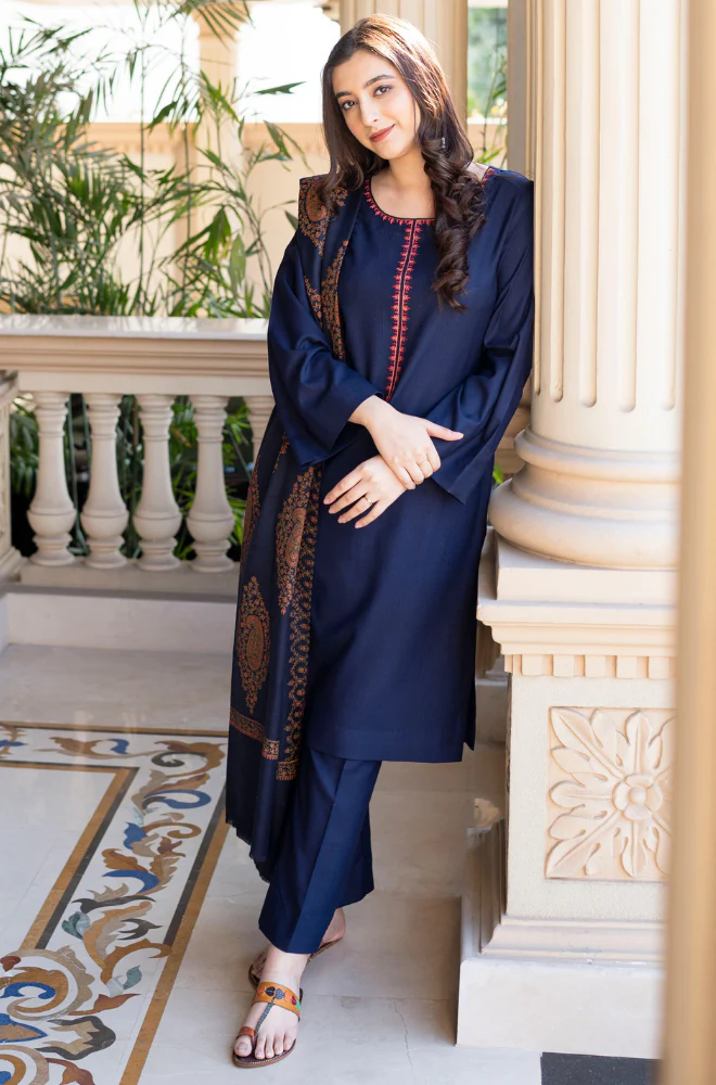 Asling - 3PC Unstitched Dhanak Embroidered Suit - UH246