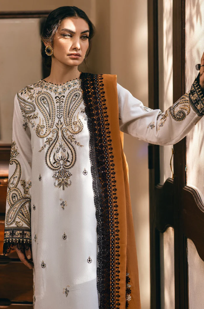 Mushq - 3PC Unstitched Dhanak Embroidered Suit - US131