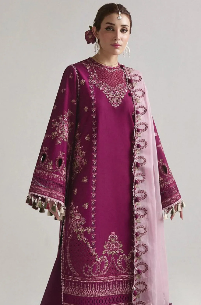 Hussain Rehar - 3PC Dhanak Embroidered Suit (Unstitched) - UH216