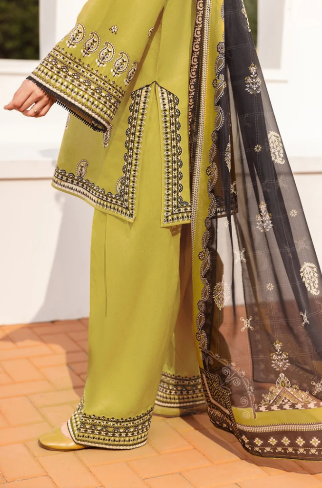 Baroque - 3PC Unstitched Dhanak Embroidered Suit - US121