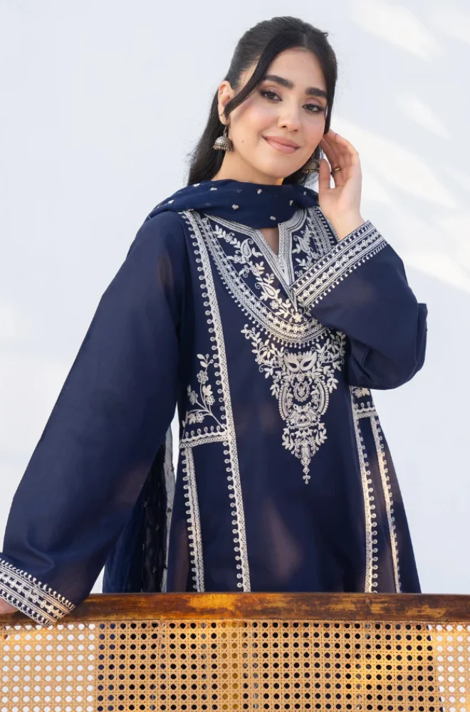 Rozana - 3PC Lawn Embroidered Suit (Unstitched) - UPF0136