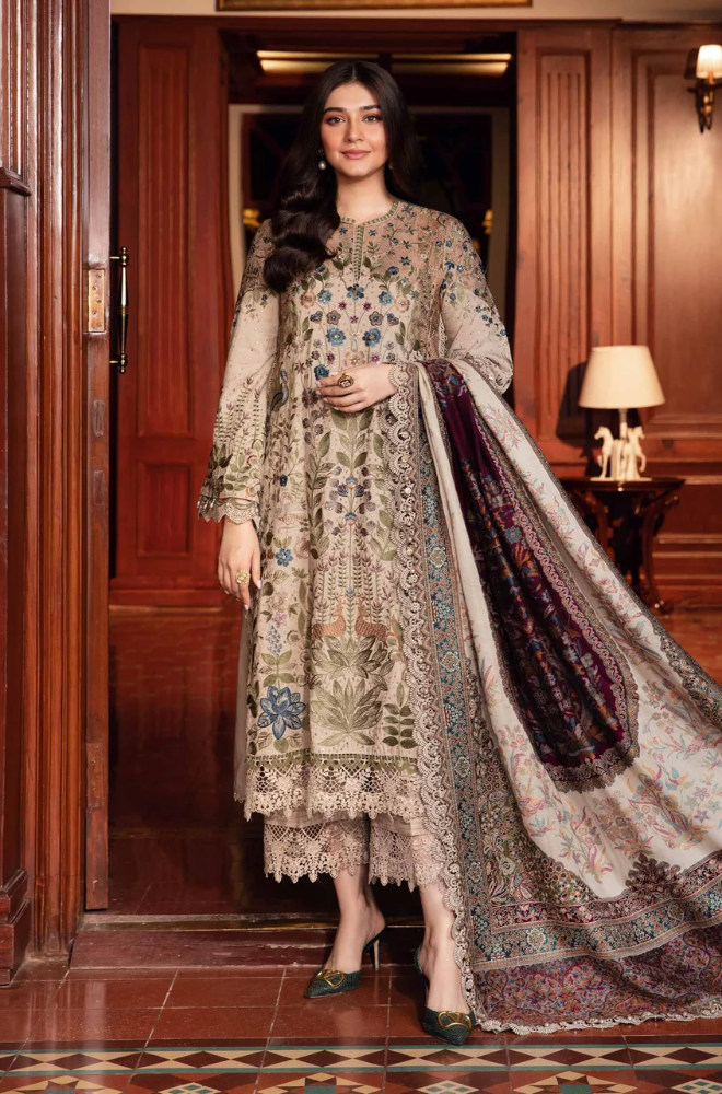 Hussain Rehar - 3PC Unstitched Dhanak Embroidered Suit - UH173