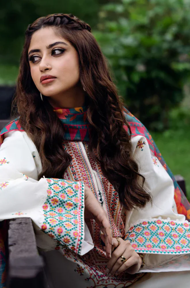 Sapphire - 3PC Unstitched Dhanak Embroidered Suit - UH247