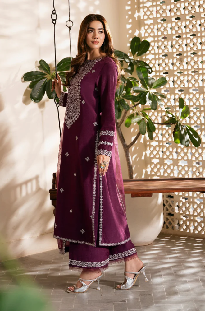 Sheenora - 3PC Unstitched Dhanak Embroidered Suit - US136