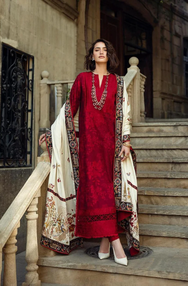Mushq - 3PC Dhanak Embroidered Suit (Unstitched) - UH192