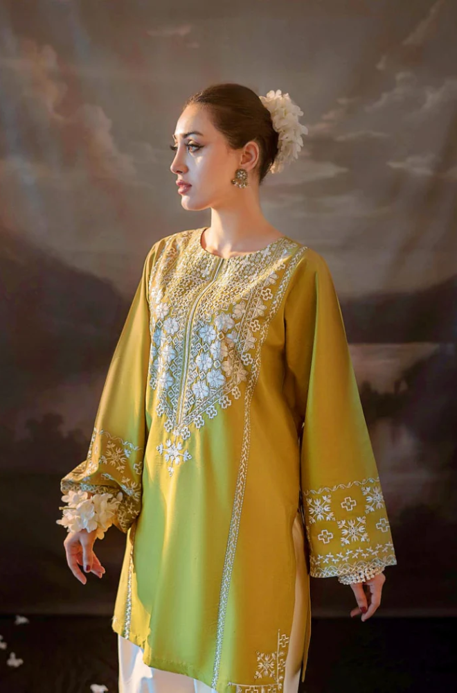 Urge - 2PC Dhanak Embroidered Suit (Unstitched) - US205