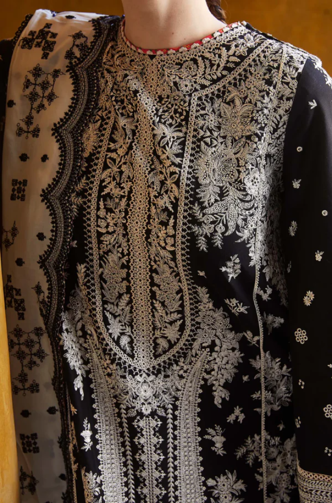 Qalamkar - 3PC Lawn Embroidered Suit -UPBF053