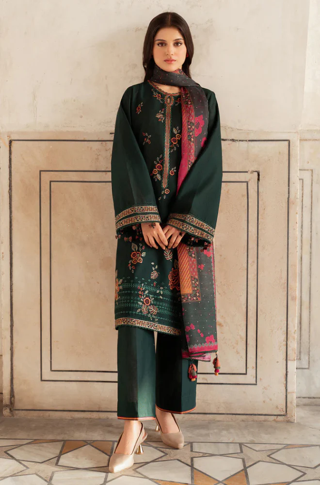 Jazmin - 3PC Unstitched Dhanak Embroidered Suit - UH242