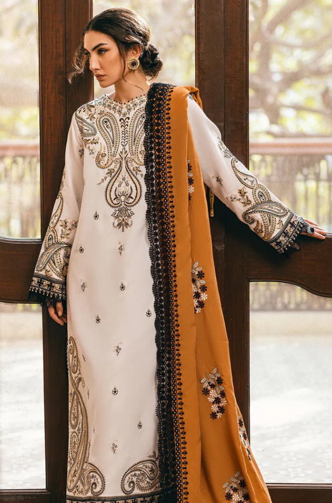 Mushq - 3PC Unstitched Dhanak Embroidered Suit - US131