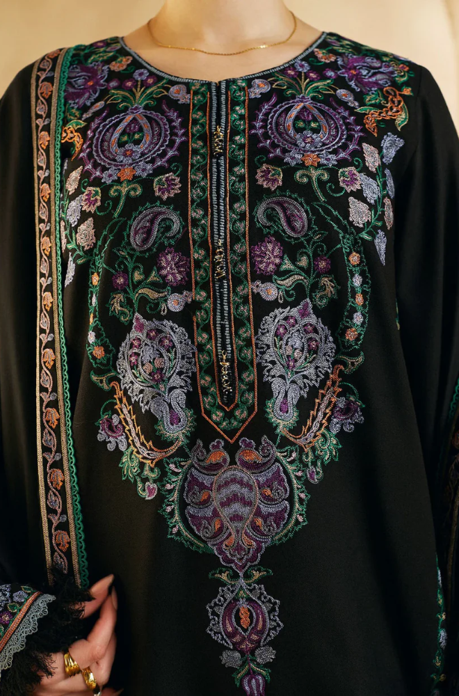 Zara Shahjahan - 3PC Unstitched Dhanak Embroidered Suit - US227