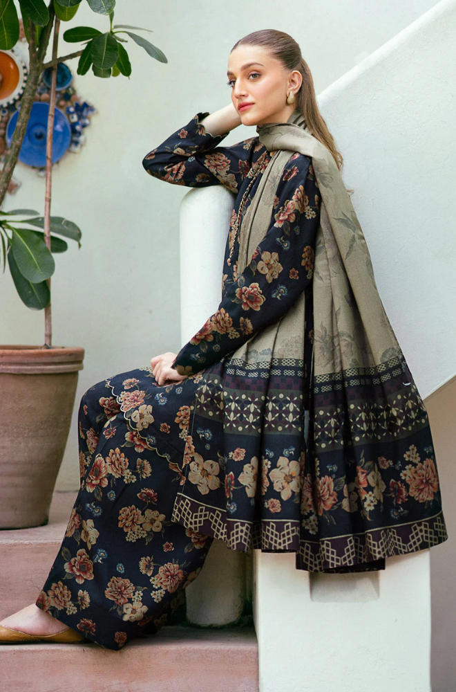 Baroque -3PC Lawn Digital Printed Suit (Unstitched) - UPHB0153