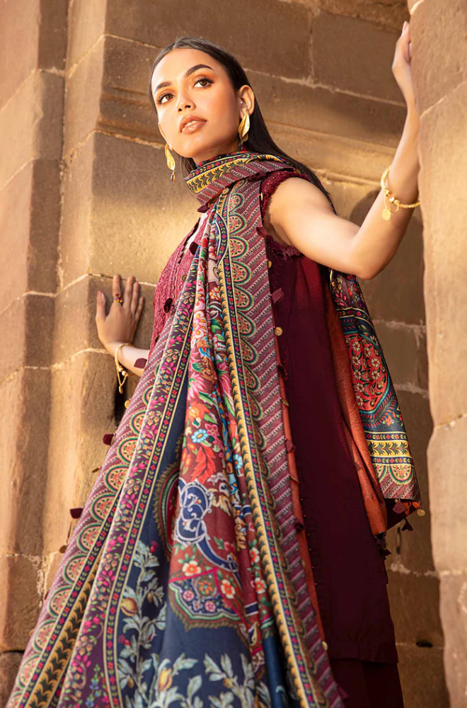 Maria.B - 3PC Dhanak Embroidered Suit (Unstitched) - UH267