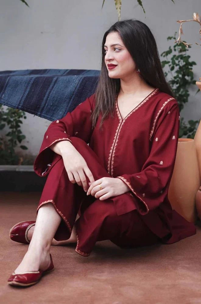 Asling - 3PC Unstitched Dhanak Embroidered Suit - UH166