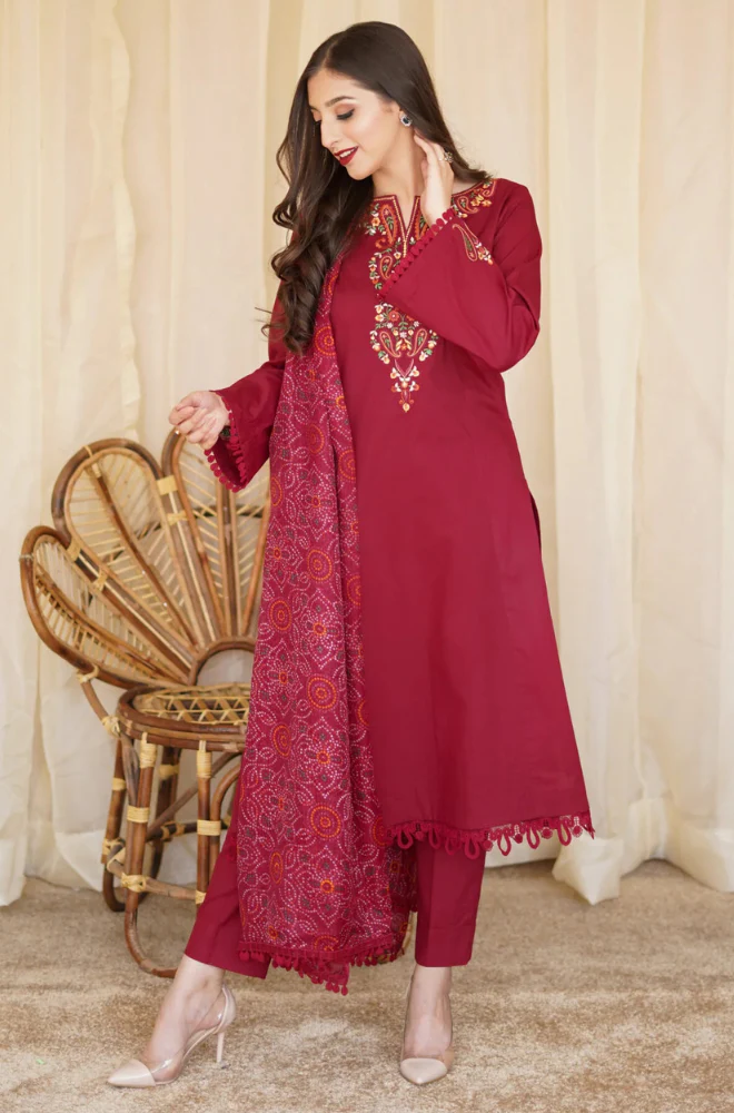 Asling - 3PC Unstitched Dhanak Embroidered Suit - UH245