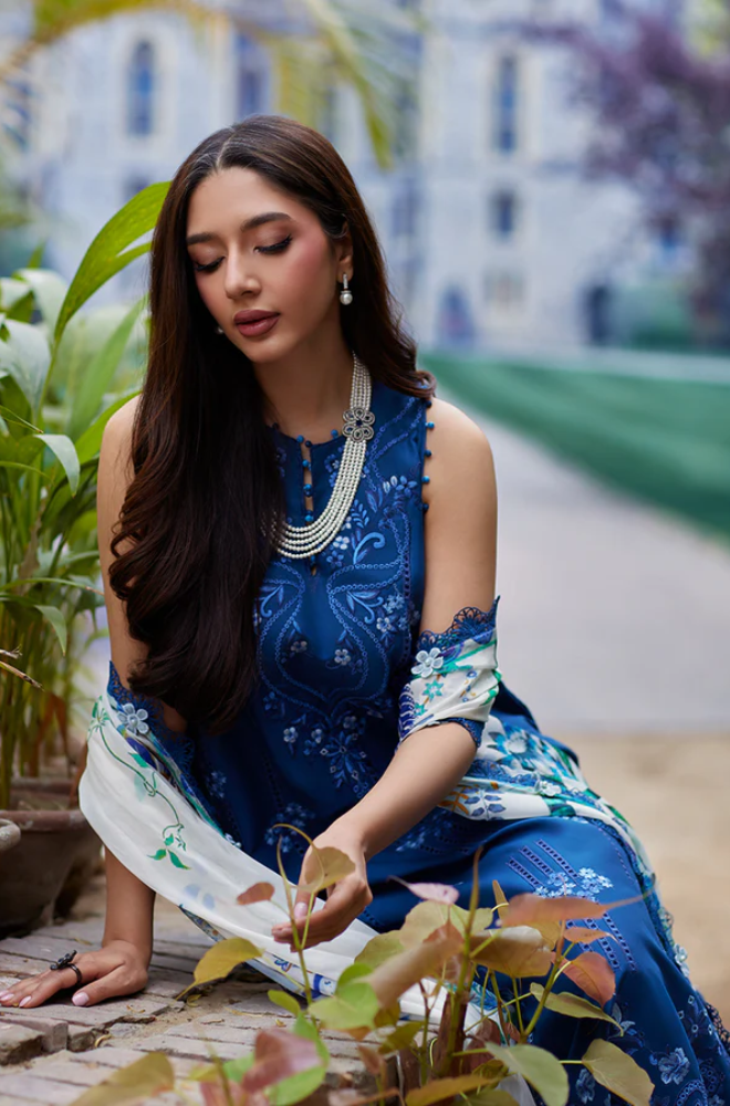 Mina-Hasan - 3PC Lawn Embroidered Suit (Unstitched) - UPM0137