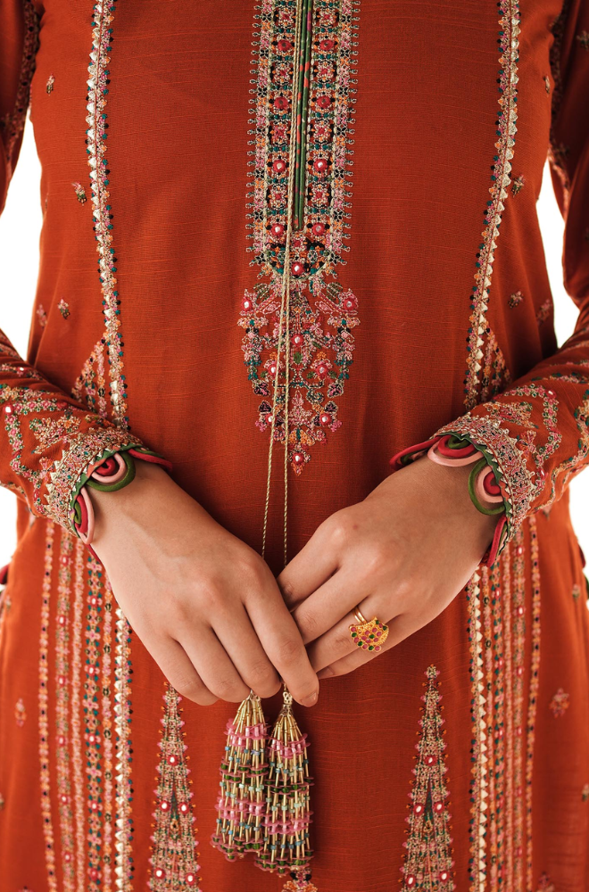 Hussain Rehar - 3PC Unstitched Dhanak Embroidered Suit - US230