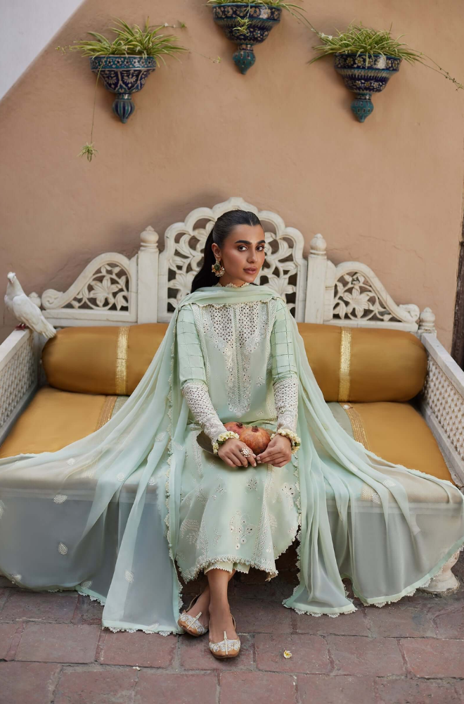 Zaha - 3PC Unstitched Lawn Embroidered Suit - UA305