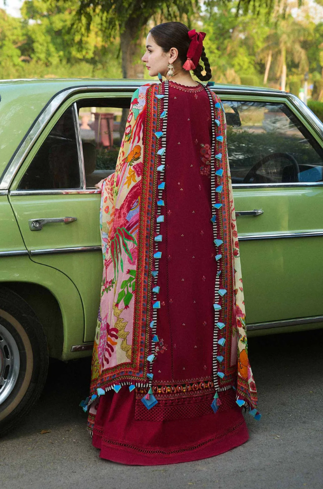 Hussain Rehar - 3PC Dhanak Embroidered Suit (Unstitched) - UH179