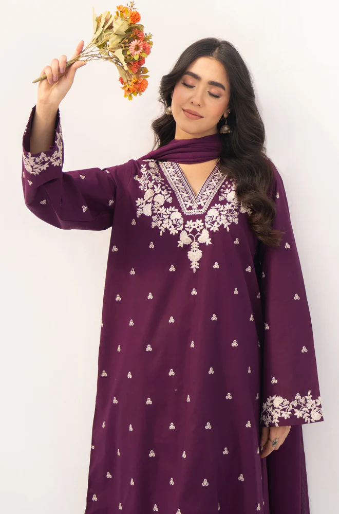 Rozana - 3PC Unstitched Dhanak Embroidered Suit - UH244