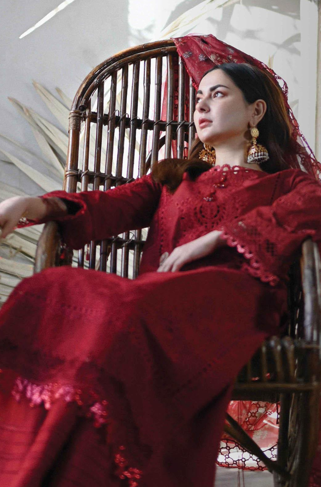Qalamkar - 3 Piece Lawn Chicken Kari Embroidered Suit - UPJ032