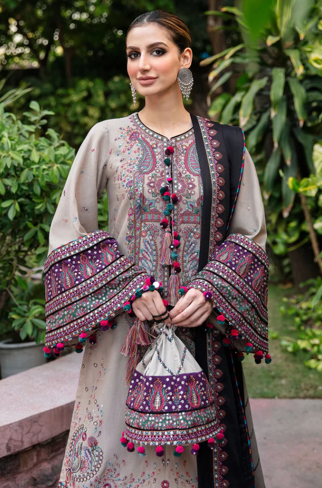 Jazmin - 3PC Unstitched Dhanak Embroidered Suit - UH258