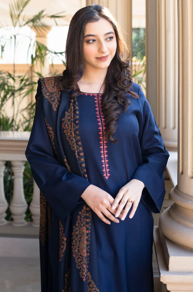 Asling - 3PC Unstitched Dhanak Embroidered Suit - UH246