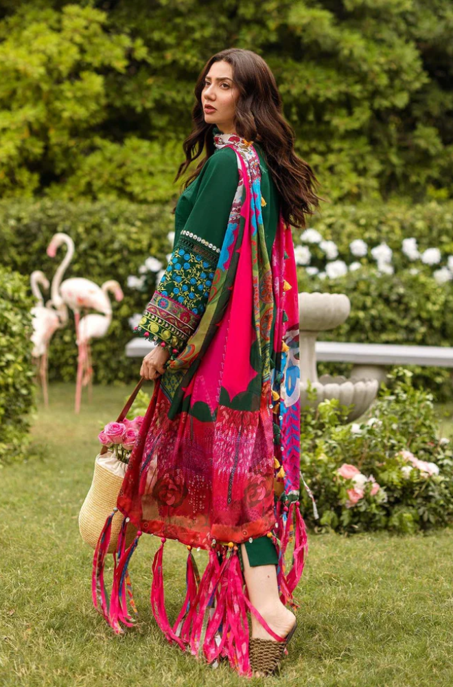 FLORENT - 3PC Dhanak Embroidered Suit (Unstitched) - US201