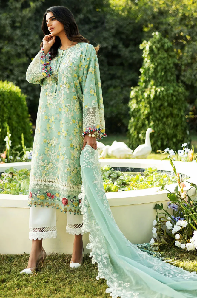 Siraa by Sadaf- 3PC Lawn Digital Printed and Embroidered Suit (Unstitched) - UPHB0156